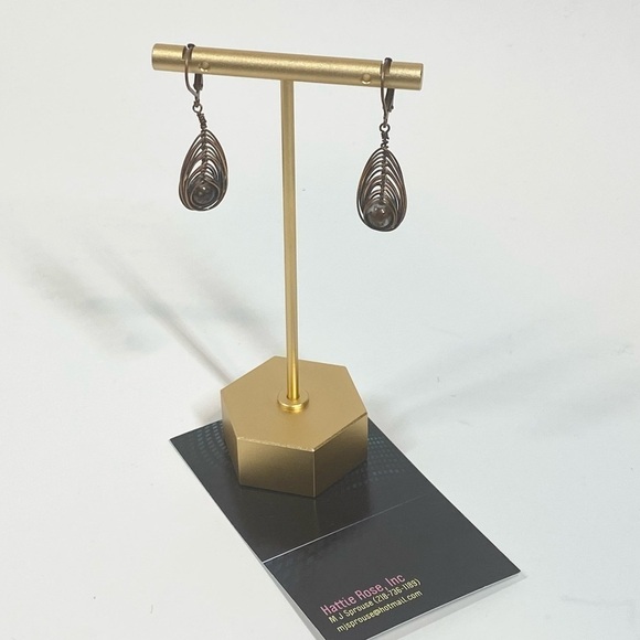 Handmade Copper & Chinese Labradorite Dangling Earrings - Picture 2 of 3